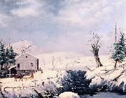 George Henry Durrie Winter in New England oil painting